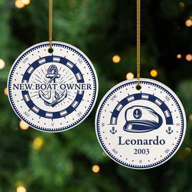 Personalized New Boat Christmas Ornament