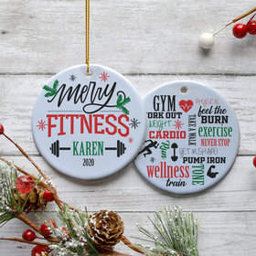 Personalized 'Merry Fitness' Christmas Ornament