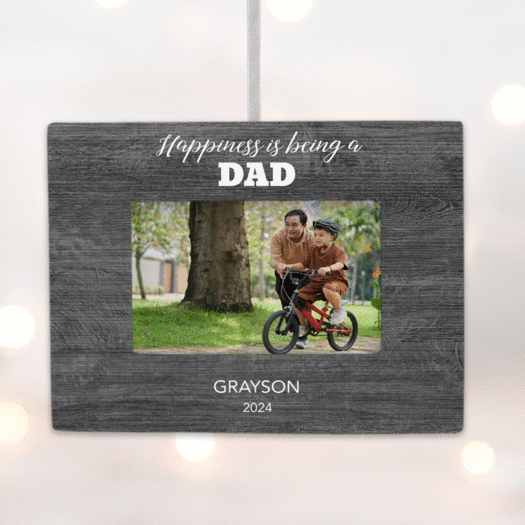 Personalized Happiness is Being a Dad Picture Frame Photo Ornament