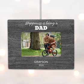 Personalized Happiness is Being a Dad Picture Frame Photo Ornament
