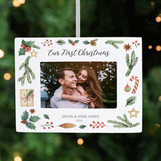 Personalized Our First Christmas Picture Frame Photo Ornament