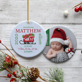 Personalized Birth Announcement Christmas Photo Christmas Ornament