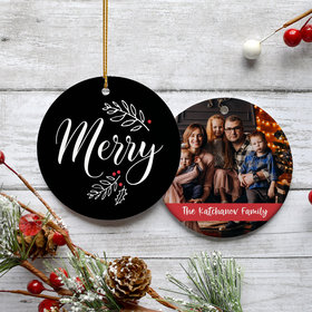 Personalized Merry Photo Christmas Ornament