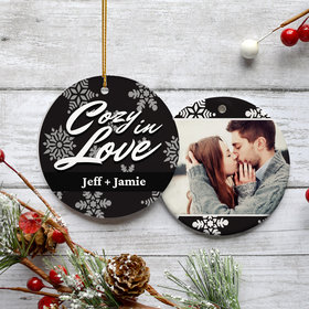 Personalized Cozy In Love Photo Christmas Ornament