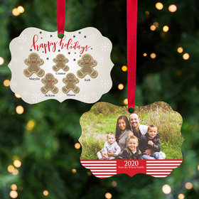 Personalized Gingerbread Family of 5 Christmas Ornament