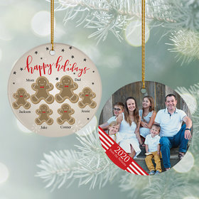 Personalized Gingerbread Family of 6 Photo Christmas Ornament