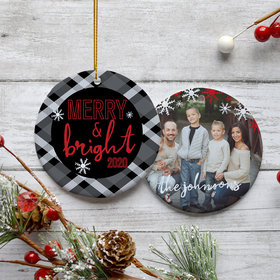 Personalized 'Merry & Bright' Family Photo Christmas Ornament