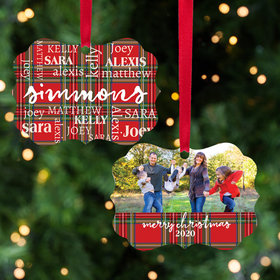 Personalized Plaid Word Cloud Photo Christmas Ornament