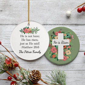 Personalized He Is Risen Cross Easter Christmas Ornament