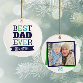 Personalized Best Dad Ever Christmas Ornament