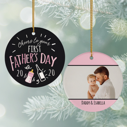 Personalized First Father's Day Photo Christmas Ornament