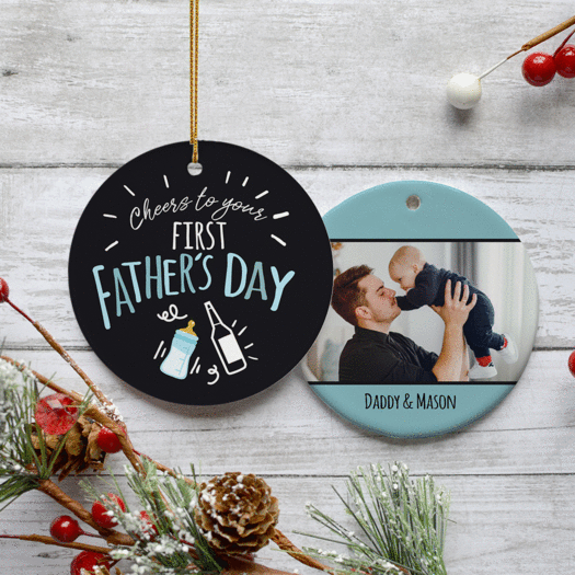 Personalized First Father's Day Photo Christmas Ornament