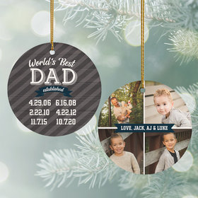 Personalized World's Best Dad Photo Christmas Ornament