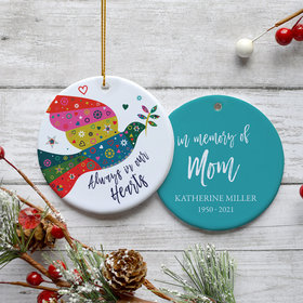 Personalized Colorful Dove Memorial Christmas Ornament