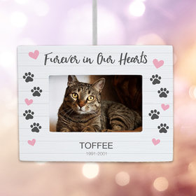 Personalized Furever in Our Hearts Cat Picture Frame Christmas Ornament