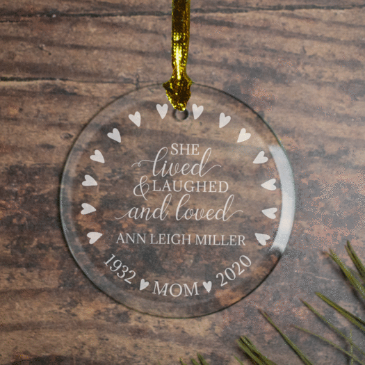 Personalized Lived Laughed Loved Christmas Ornament