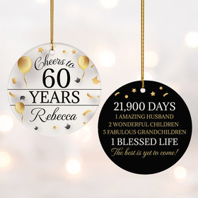 Personalized Cheers to 60 Years Christmas Ornament