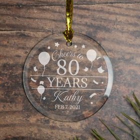 Personalized Cheers to 80 Years Christmas Ornament
