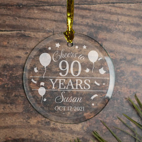 Personalized Cheers to 90 Years Christmas Ornament