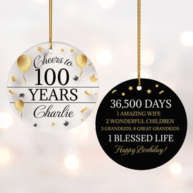 Personalized Cheers to 100 Years Christmas Ornament