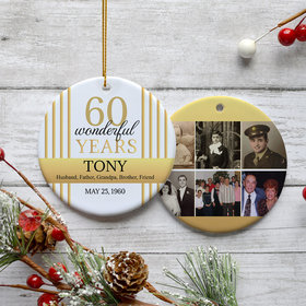 Personalized 60th Birthday Collage Photo Christmas Ornament