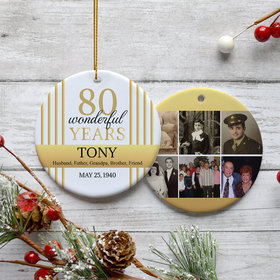 Personalized 80th Birthday Collage Photo Christmas Ornament