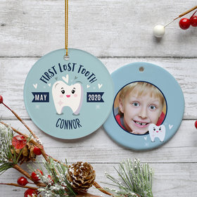 Personalized Lost Tooth Boy Photo Christmas Ornament