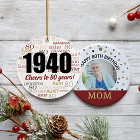 Personalized Cheers to 80 Years Christmas Ornament