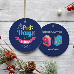 Personalized First Day At School Christmas Ornament