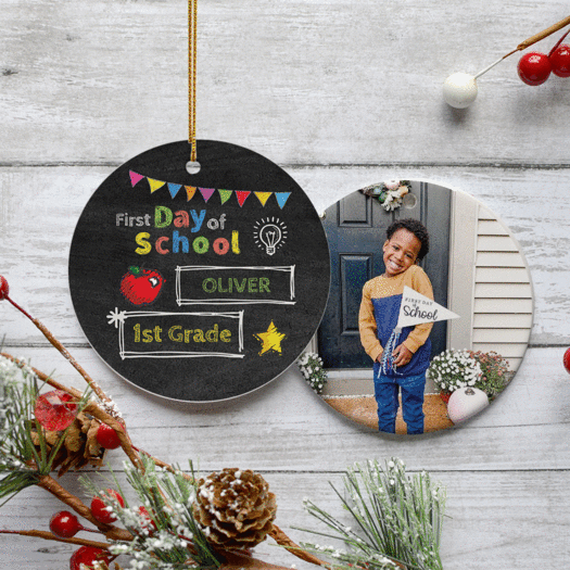 Personalized First Day At School Photo Christmas Ornament