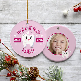 Personalized Lost Tooth Girl Photo Christmas Ornament