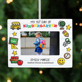 Personalized First Day of Kindergarten Picture Frame Christmas Ornament