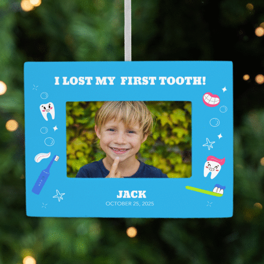 Personalized Lost Tooth Picture Frame Christmas Ornament