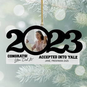 Personalized 2023 Dated College Acceptance Christmas Ornament