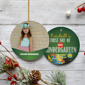 Personalized First Day of Kindergarten Photo Christmas Ornament