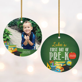 Personalized First Day of Pre-K Photo Christmas Ornament
