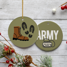 Personalized Army Boots Christmas Ornament
