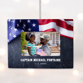Personalized American Flag Picture Frame Christmas Ornament