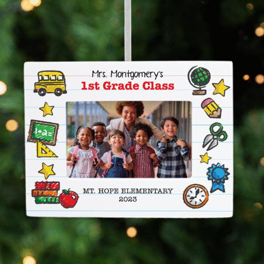 Personalized Teacher Picture Frame Christmas Ornament