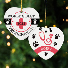 Personalized World's Best Veterinarian Christmas Ornament