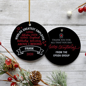 Personalized World's Best Employee Christmas Ornament