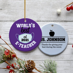 Personalized E-Teacher Appreciation Christmas Ornament