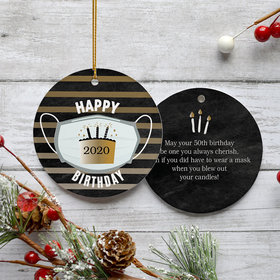 Personalized Pandemic Birthday - Black/Gold Christmas Ornament