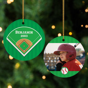 Personalized Baseball Photo Christmas Ornament