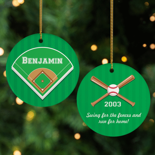 Personalized Baseball Diamond Christmas Ornament