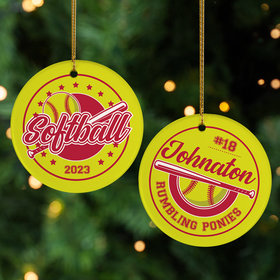 Personalized Softball Christmas Ornament