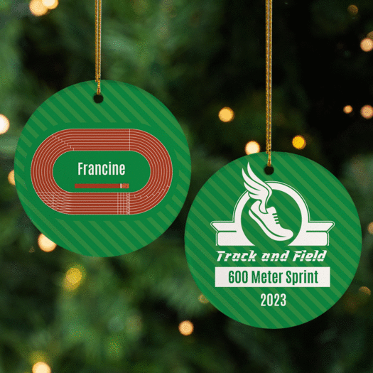 Personalized Track and Field Christmas Ornament