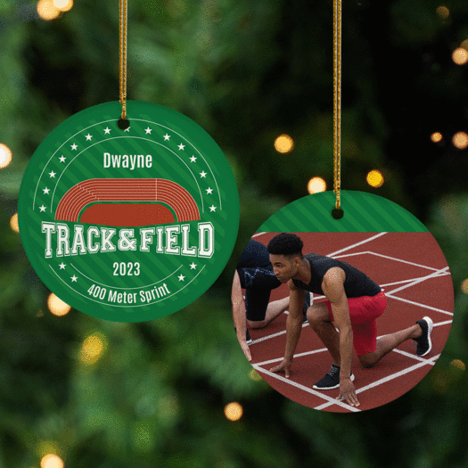 Personalized Track and Field Photo Christmas Ornament
