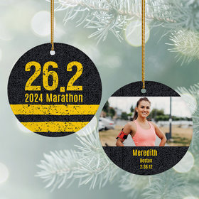 Personalized Marathon Photo Christmas Ornament