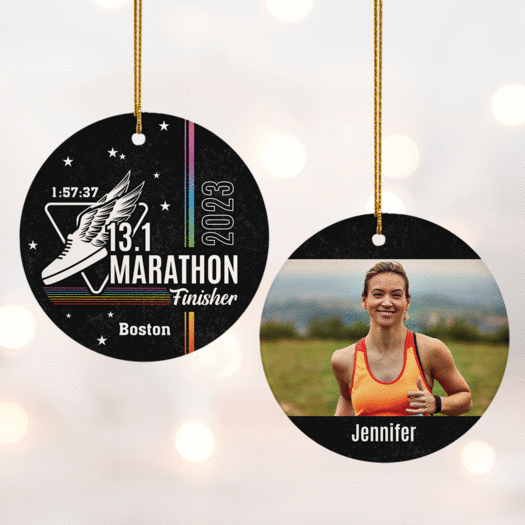 Personalized Half Marathon with Photo Christmas Ornament